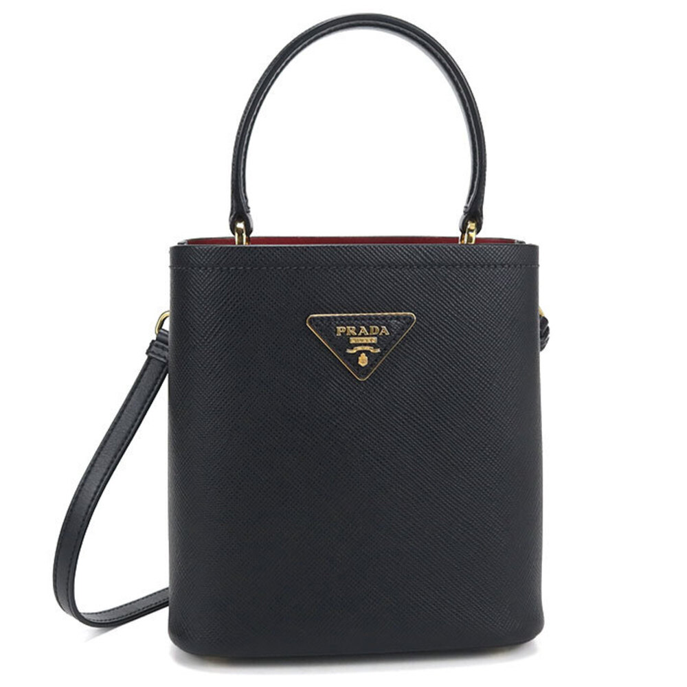 PRADA Prada handbag 1BA217 Saffiano leather small bag 2WAY Panier women's black